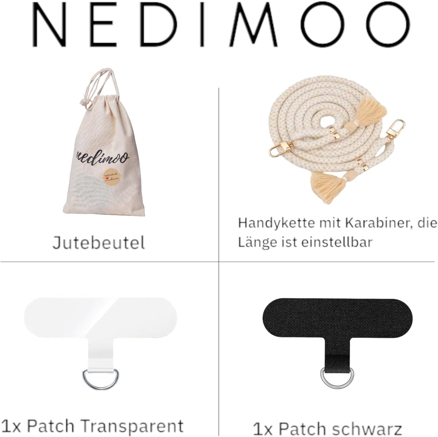 Nedimoo Handykette geflochten Natur Beige