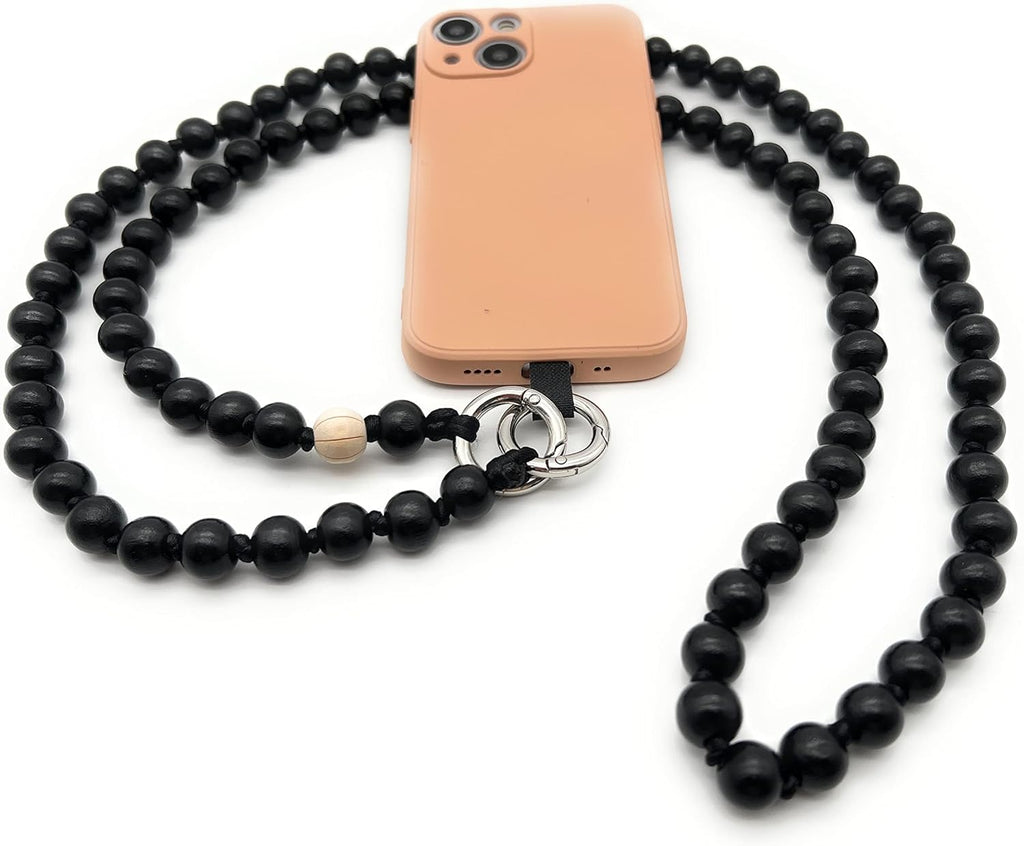 Handykette Naturperle Schwarz