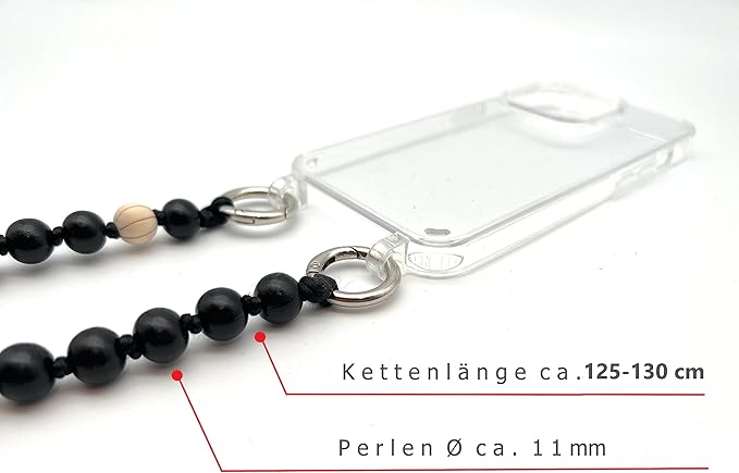 Handykette Naturperle Schwarz