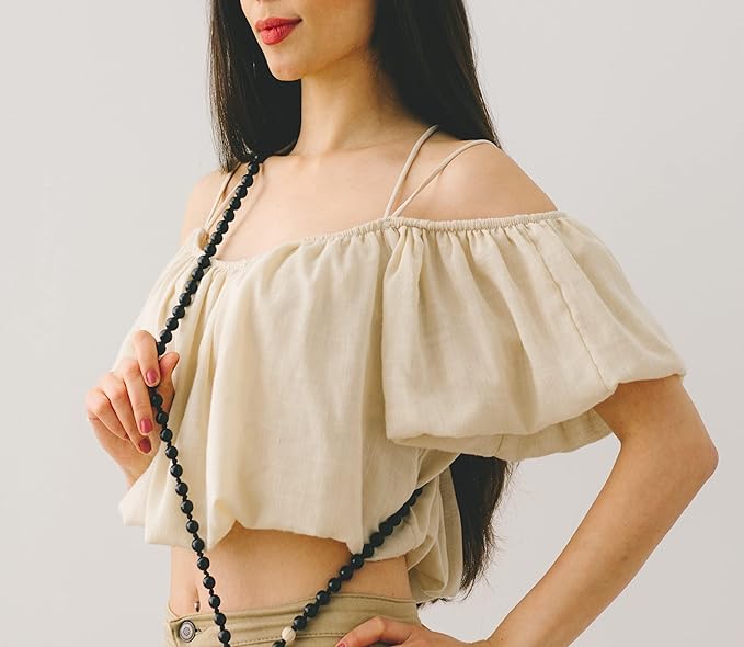 Handykette Naturperle Schwarz